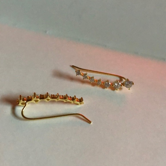 Bling Sparkly Earring Climbers - gold posts - Picture 3 of 4